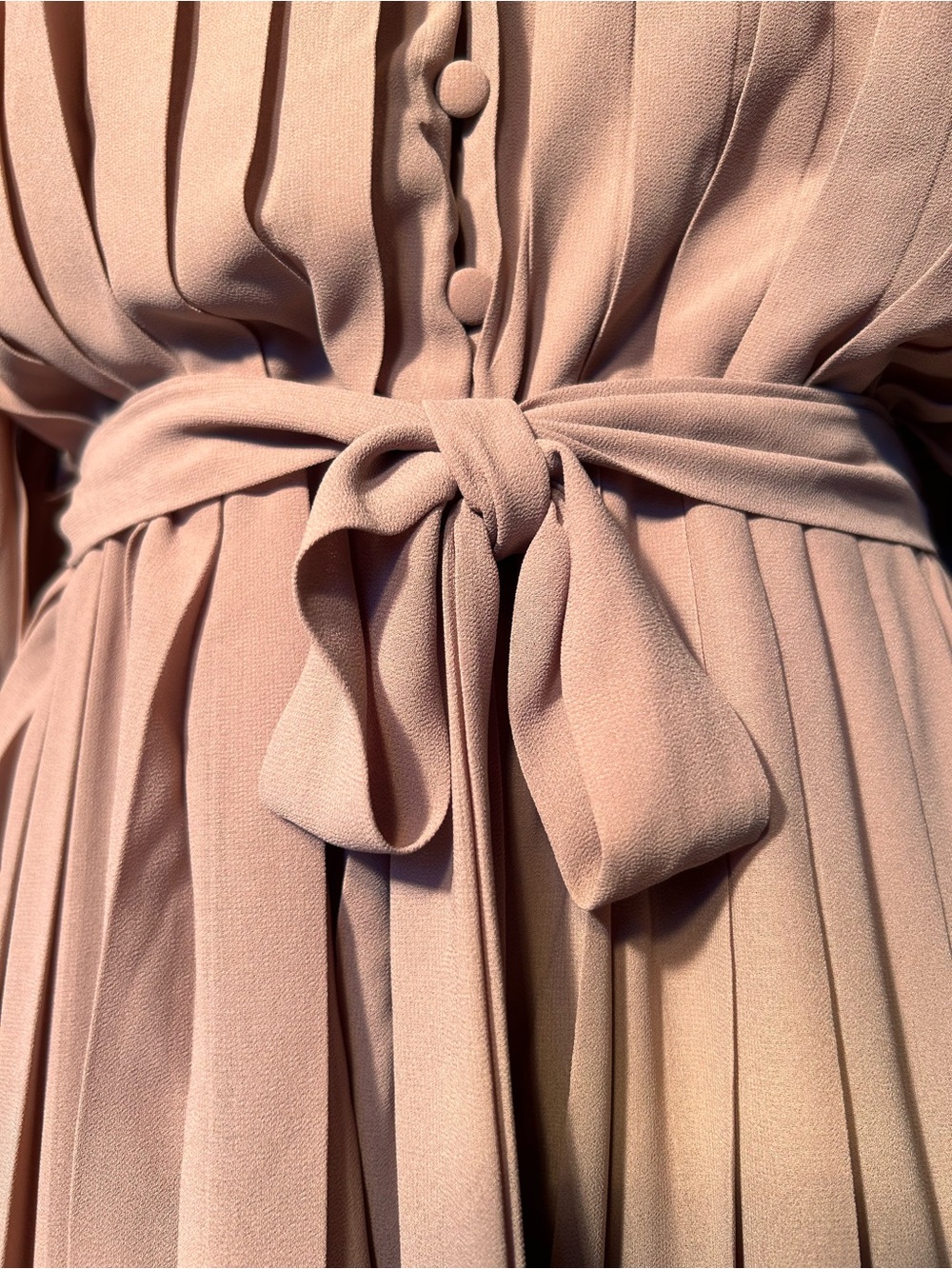 Pink Lily Chiffon Pleated Button-Front Romper Dress Size M Feminine Flirty - Picture 5 of 12